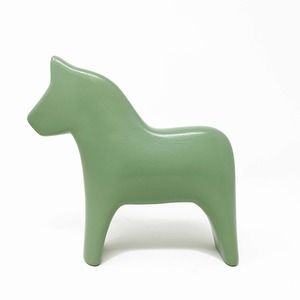 IKEA KLOTPLATAN Decoration Ceramic, Green Horse 7 "